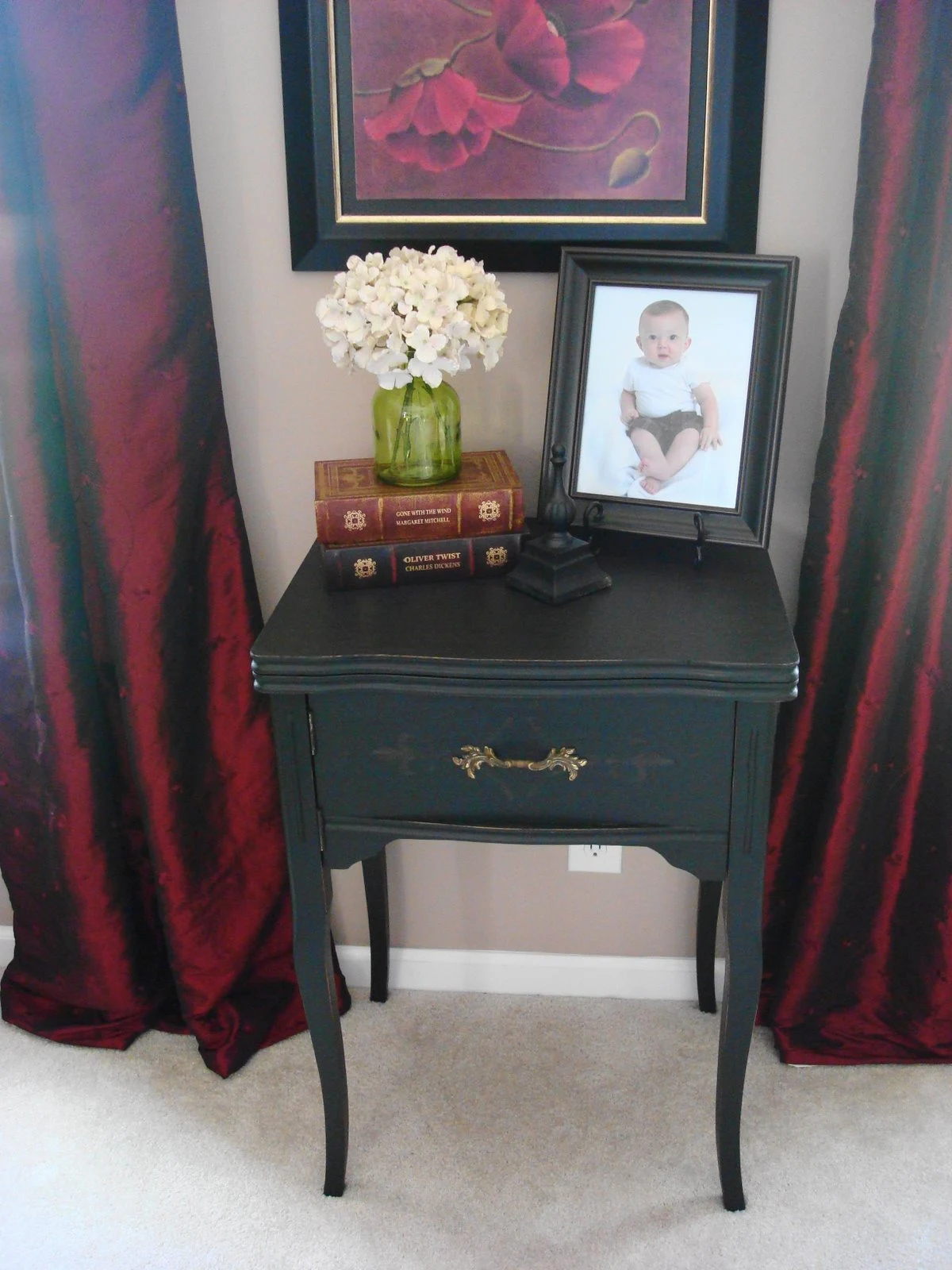 transformed black sewing cabinet