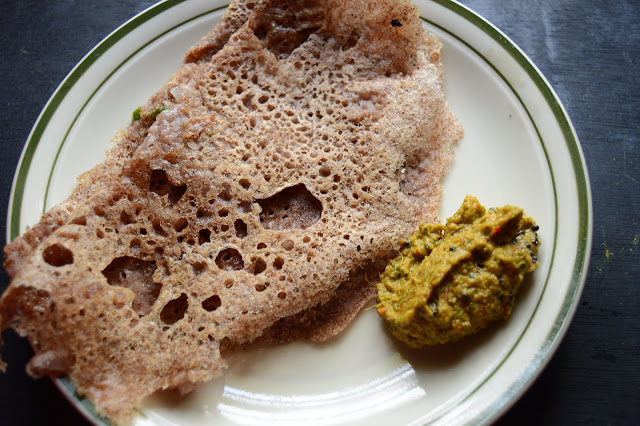 Instant Ragi Dosa | Instant finger millet flour savory crepes