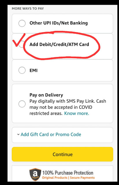 Online shopping site payment mode
