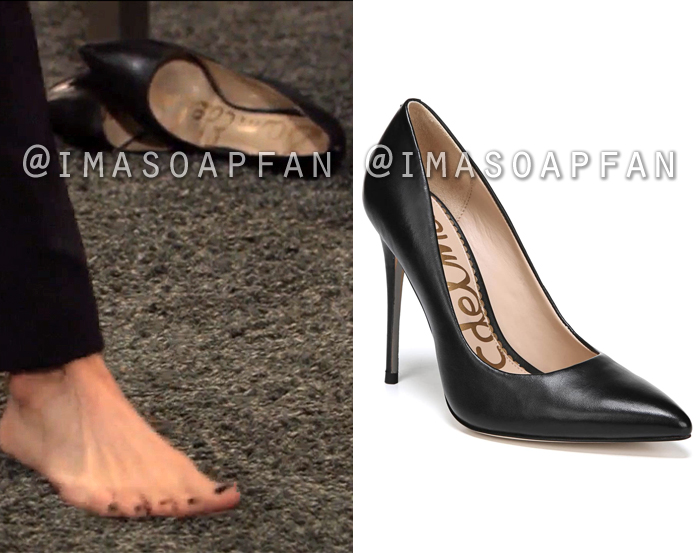 Margaux Dawson, Elizabeth Hendrickson, Black Pointy Toe High Heel Shoes, General Hospital, GH