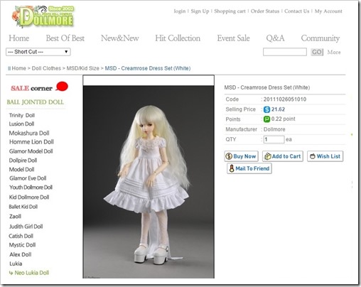 MSD - Creamrose Dress Set (White) MSD - Creamrose Dress Set (White)