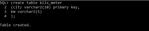 Create another table kilo_meter