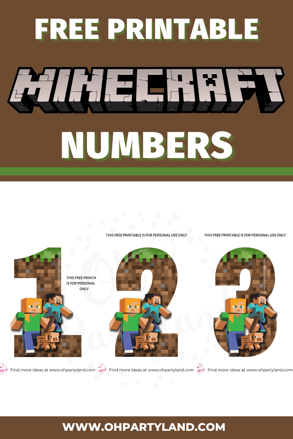 free printable minecraft numbers