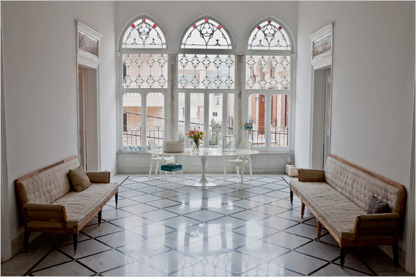 Lebanon home hall white tile windows