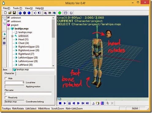 Head rotates with right foot