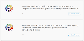  Tweet Trump and DeVos about their bad budget