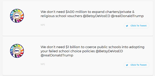  Tweet Trump and DeVos about their bad budget