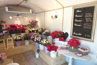 Boutique selling just-picked flowers on a farm in Provence, France