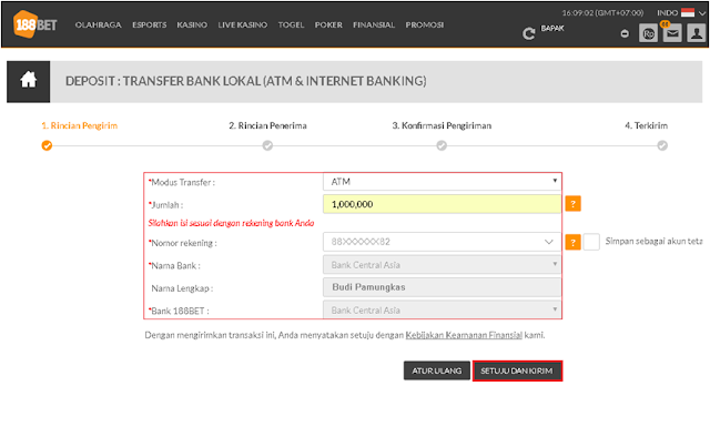 Cara Deposit 188BET Lewat ATM Terbaru 2