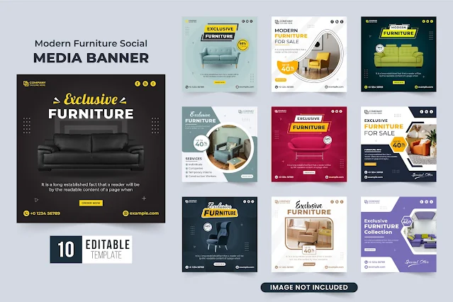 Furniture sale template bundle vector free download