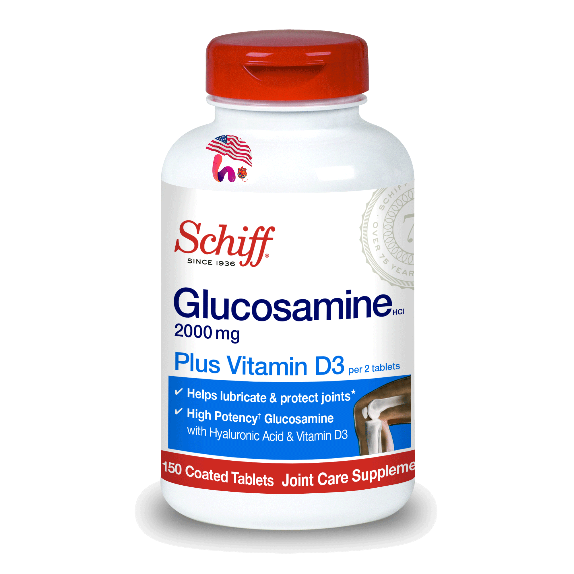 Schiff Glucosamine 2000 mg Plus Vitamin D3 Hỗ trợ Xương Khớp của Mỹ