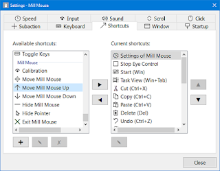 Mill Mouse ver. 6.6 Settings Dialog