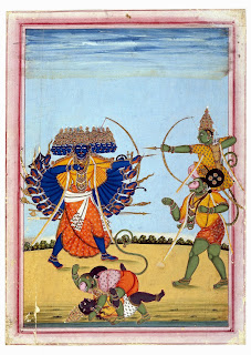Rama and Hanuman Fighting Ravana