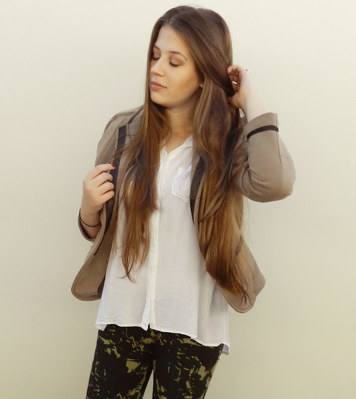 look calça camuflada militar