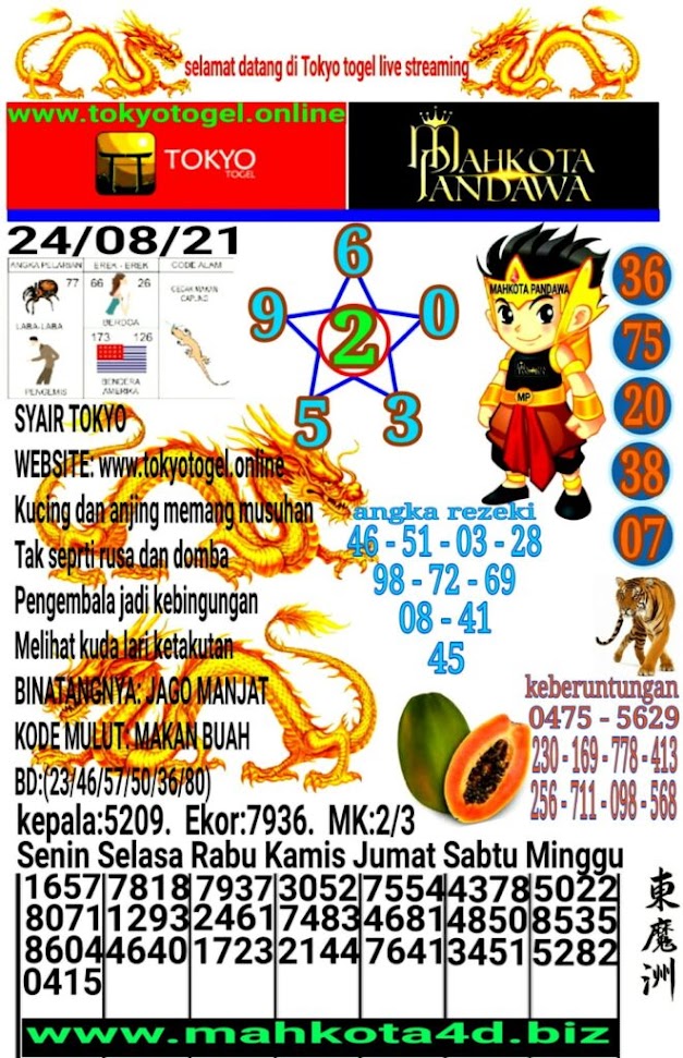 Syair Prediksi Tokyo Togel Selasa, 24 - Agustus - 2021