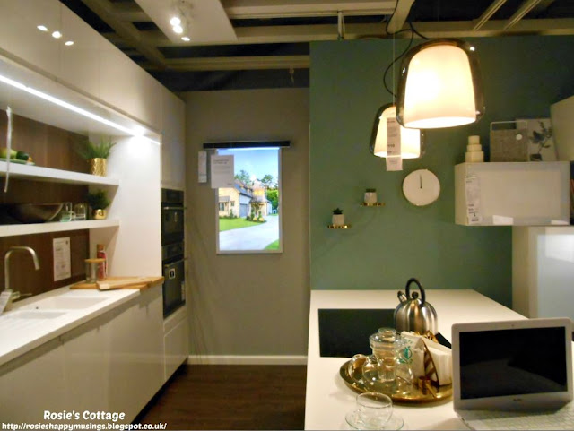 Rosies Ikea Visit part two: Incredibly functional kitchen makes the most of space with the hob being in the island while the sink and double oven are on one wall set into the cabinetry.