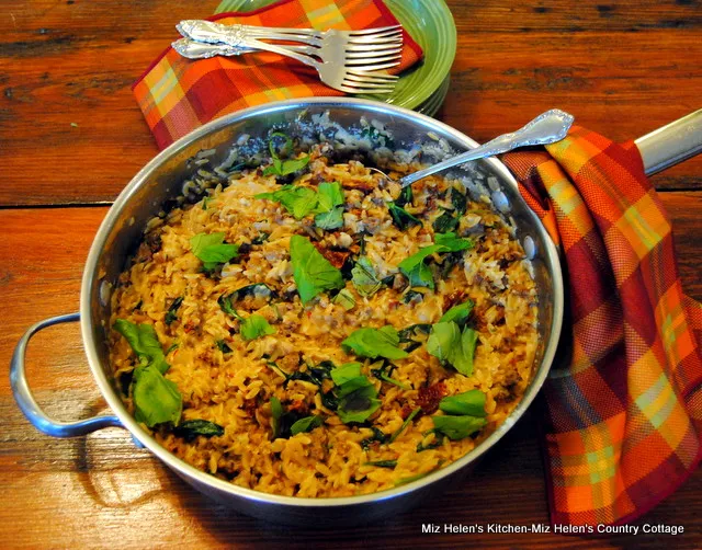 Italian Vegetable and Sausage Orzo Skillet at Miz Helen's Country Cottage