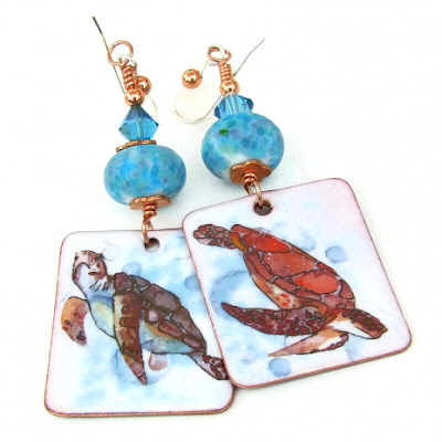 enamel sea turtle dangle jewelry gift for her