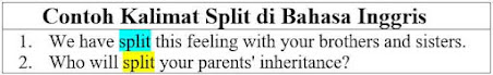 Split, Split, Split Contoh Kalimat, Penggunaan dan Perbedaannya