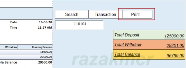 Create Deposit And withdrawal Transaction form Multipage Excel VBA