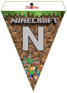 Abecedario Banderines de Minecraft para Imprimir Gratis. Alphabet Minecraft Pennants to Print Free.