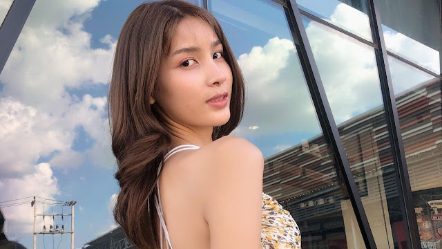 Tan Apasara – Most Beautiful Thai Trans Woman in a Floral cami V-Neck Tank Top 