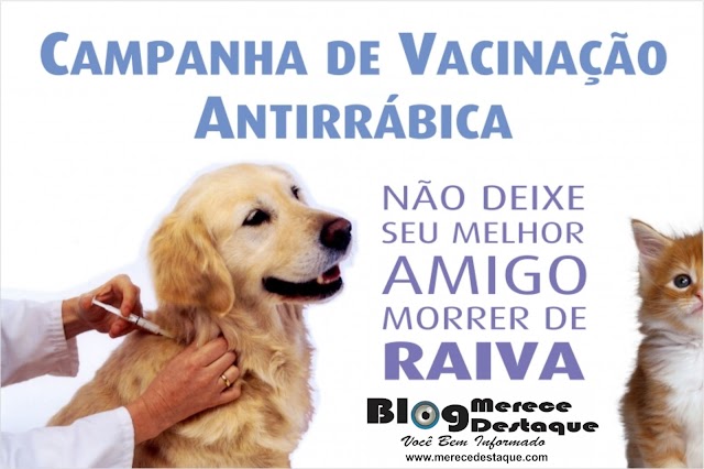 Campanha de vacinação contra a Raiva acontecerá no sábao 1 º em Santa Cruz