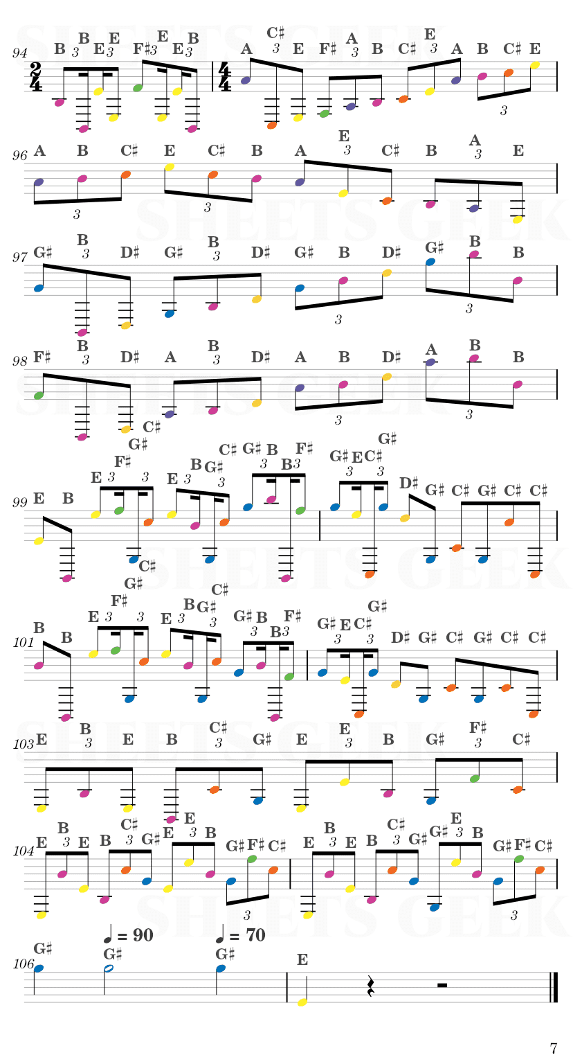 Arabesque No.1 - Claude Debussy Easy Sheet Music Free for piano, keyboard, flute, violin, sax, cello page 7