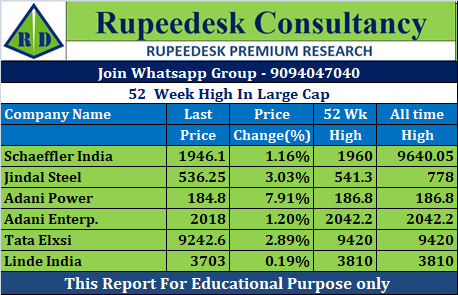 52  Week High In Large Cap