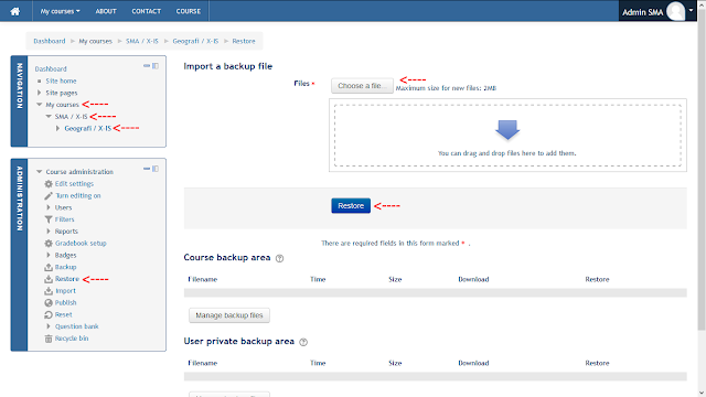 Backup & Restore Kursus/Pelajaran Moodle