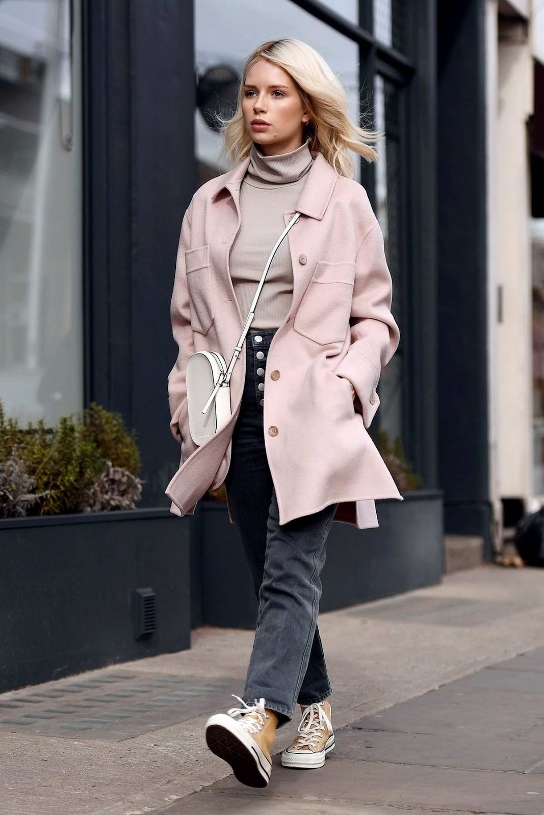 Lottie Moss stylist pastel pink coat