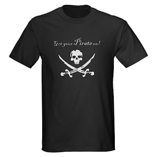 Get Your Pirate On at Evil Genius Tees, arr! With skull and crossed swords.