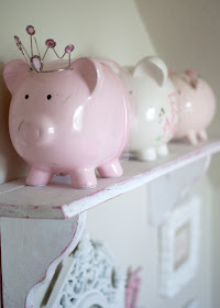 Piggy banks and shelf