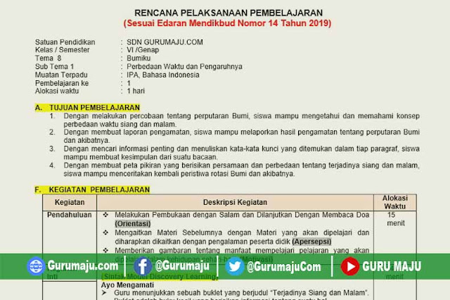 RPP 1 LEMBAR KELAS 6 SEMESTER 2 TEMA 8 REVISI 2022