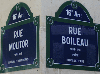 Photos des plaques des rues Molitor et Boileau