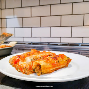 Sausage, Spinach, & Cheese Baked Manicotti
