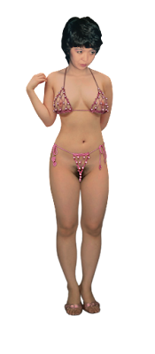 Asian girl in see through knit bikini PNG clipart