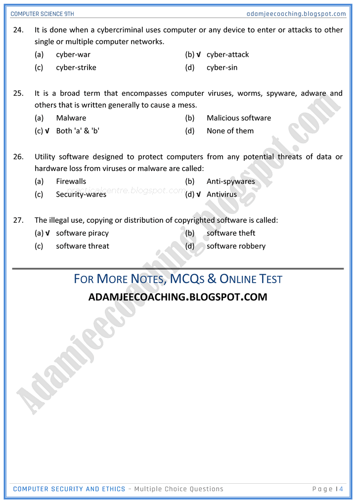 computer-security-and-ethics-mcqs-computer-science-9th