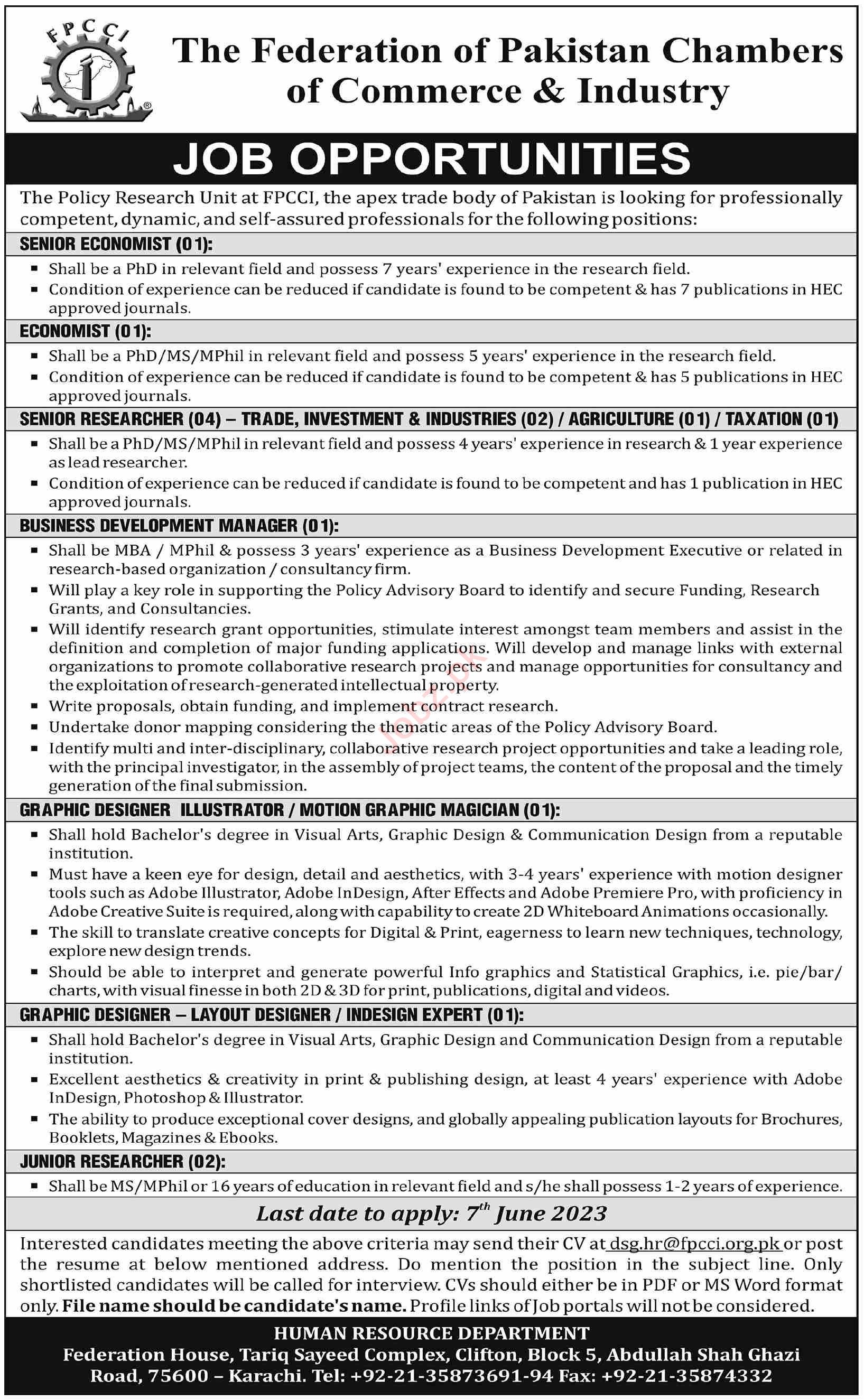 Jobs in The Federation of Pakistan Chambers of Commerce & Industry