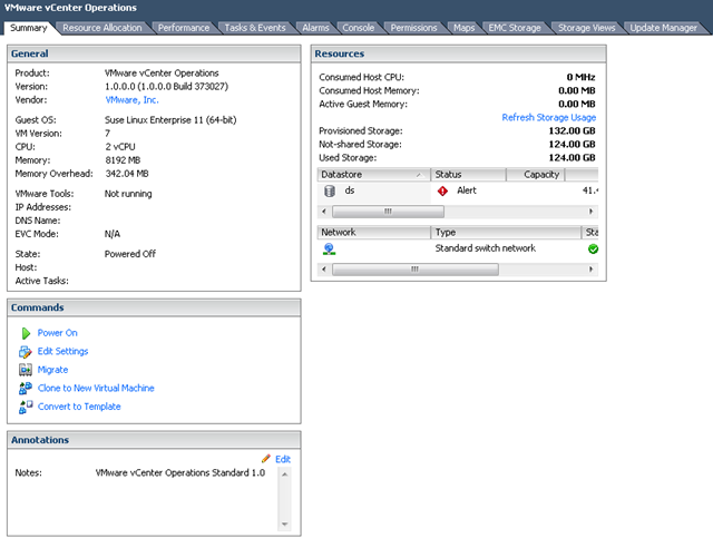 vCenter Operations VM in vCenter