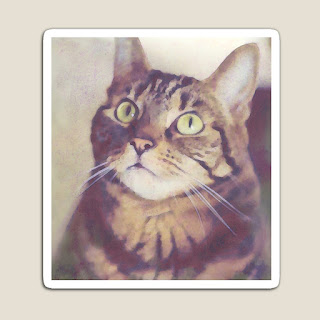 tabby cat art fridge magnet