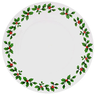 Holly Berry White Stoneware Dinner Plates, 10.5 in