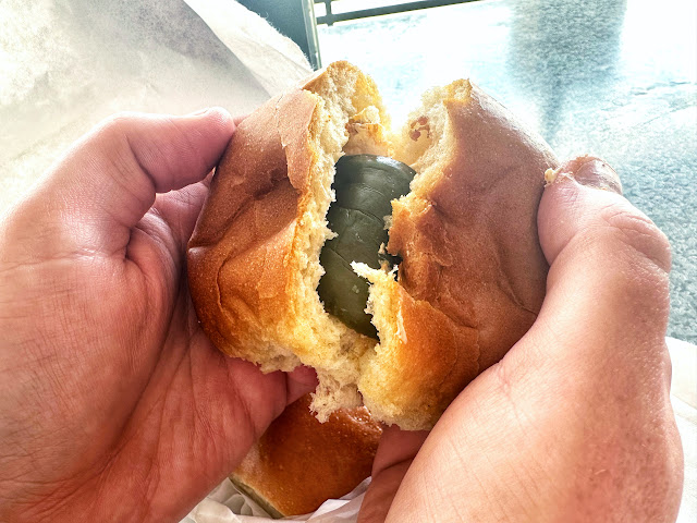 a jalapeño popper, cream cheese, and sausage kolache at Slovacek's in West, Texas