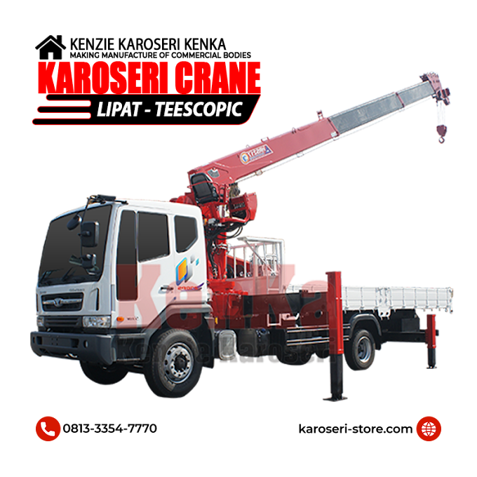 Pembuat Karoseri Crane Telescopic dan Instalasi Bak Drop Side