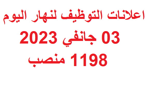 اعلانات التوظيف لنهار اليوم 03 جانفي 2023 - 1198 منصب