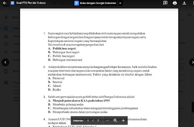 Download Soal PTS PKN SMA Kelas 11