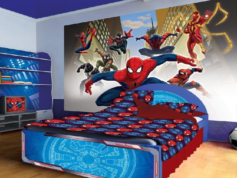 15 Desain Kamar Tidur Anak Laki Tema Spiderman Plafon
