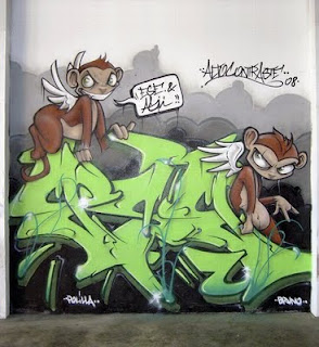 ESE Monkey Graffiti Tagging Green Color Font