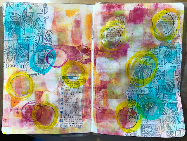 mixed media pages built in the Mother Leda Sketchbook