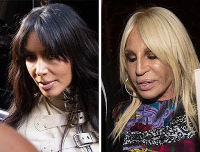 Fans Think Kim Kardashian Looks Like Donatella Versace In New Fashion Week Photos: 'Her Face Changes Faster Than The Weather'